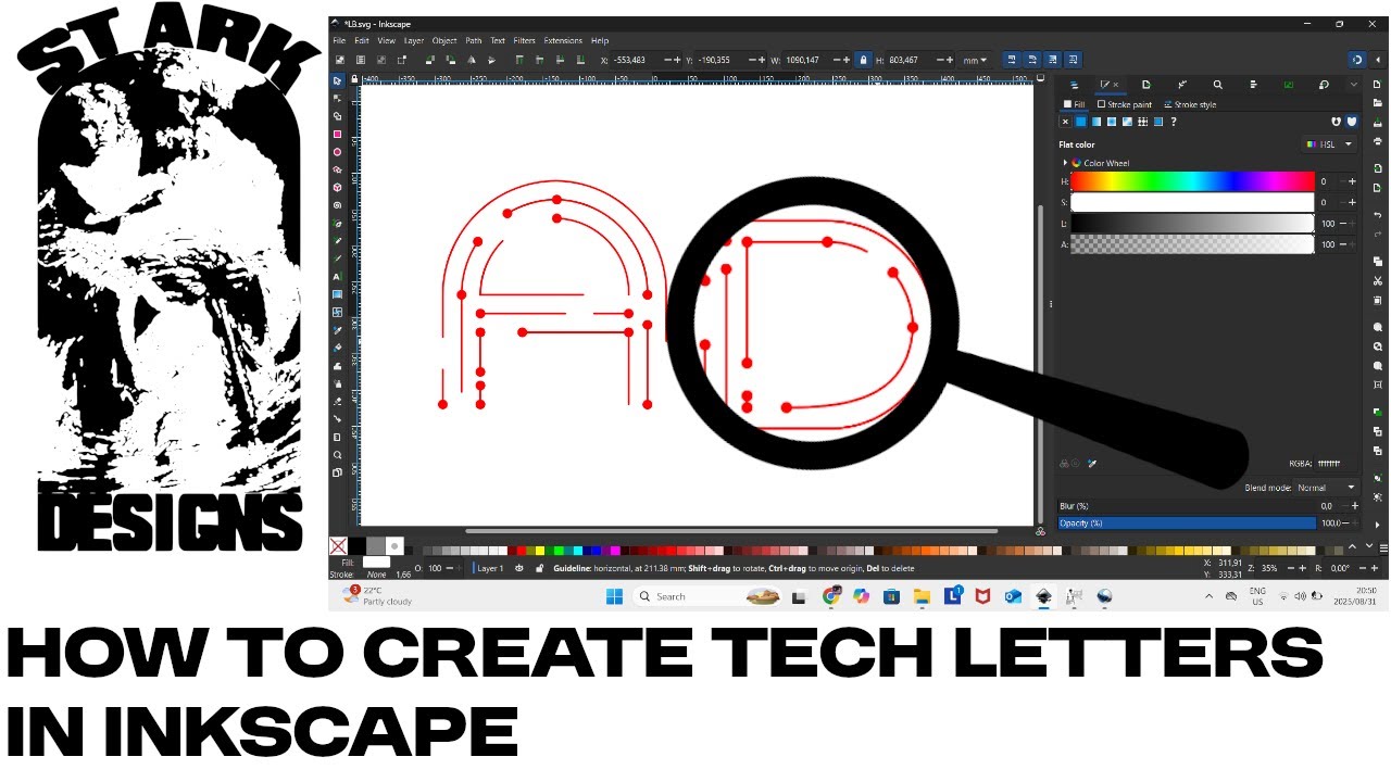 How to create tech letters in inkscape