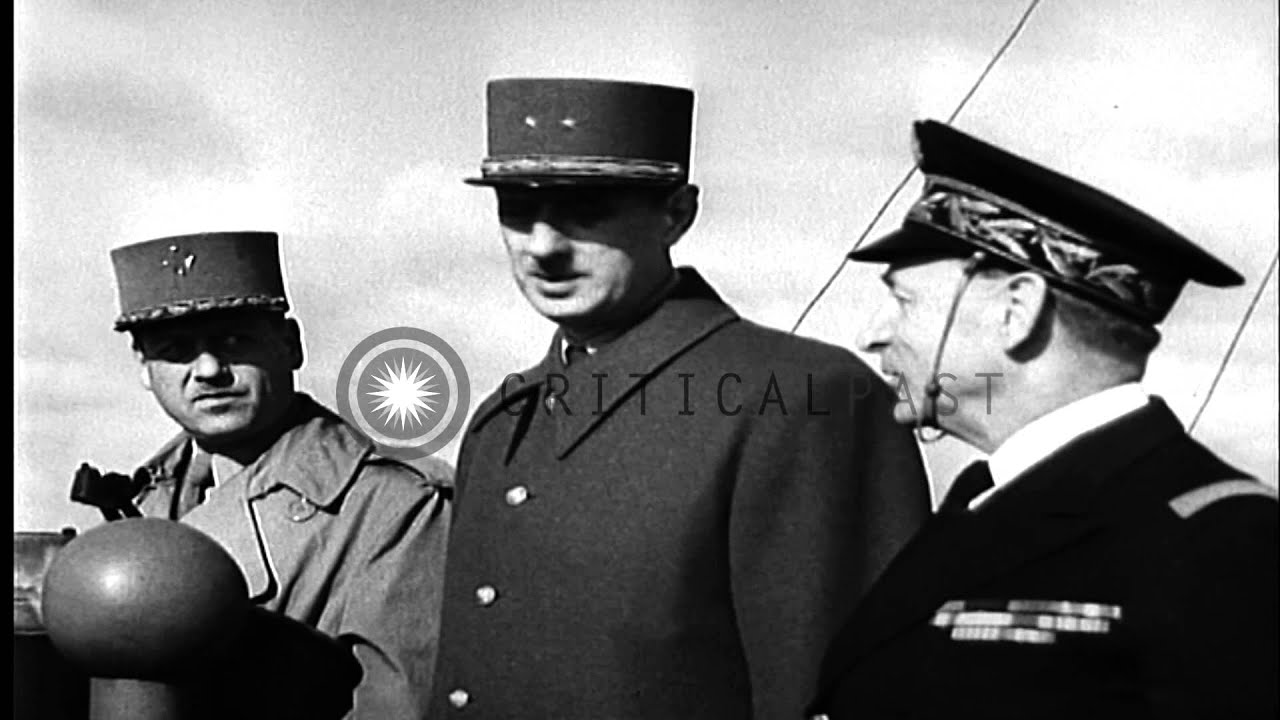 Charles De Gaulle on Free French Destroyer, La Combantte,in the English Channel. ...HD Stock Footage