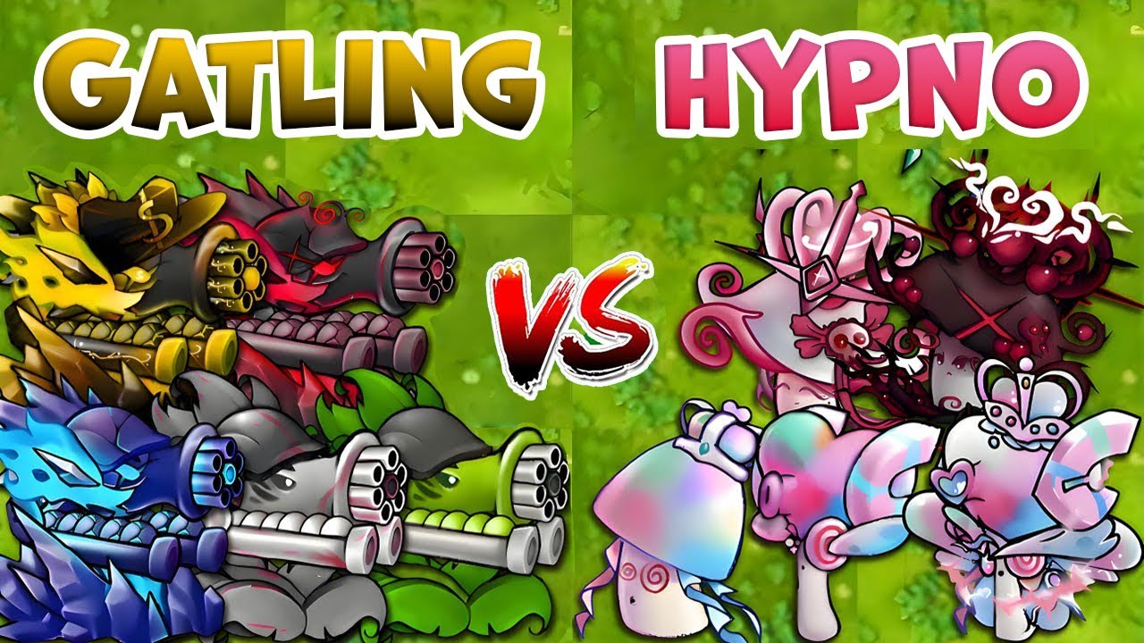 PVZ 1 Fusion 2.4 Challenge - Team GATLING PEA vs HYPNO Plants Fusion VS Obsidian Gargantuar