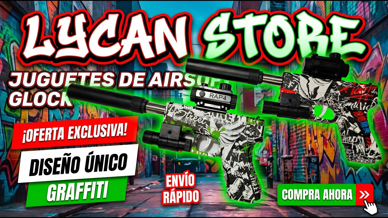 Pistola Airsoft Glock Calibre 6 mm. con balines de Hidrogel Mecánica Potencia de Disparo 20 metros.