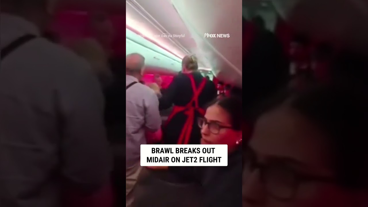 CHAOS ERUPTS: Brawl breaks out midair on Jet2 flight #flight #shorts #brawl