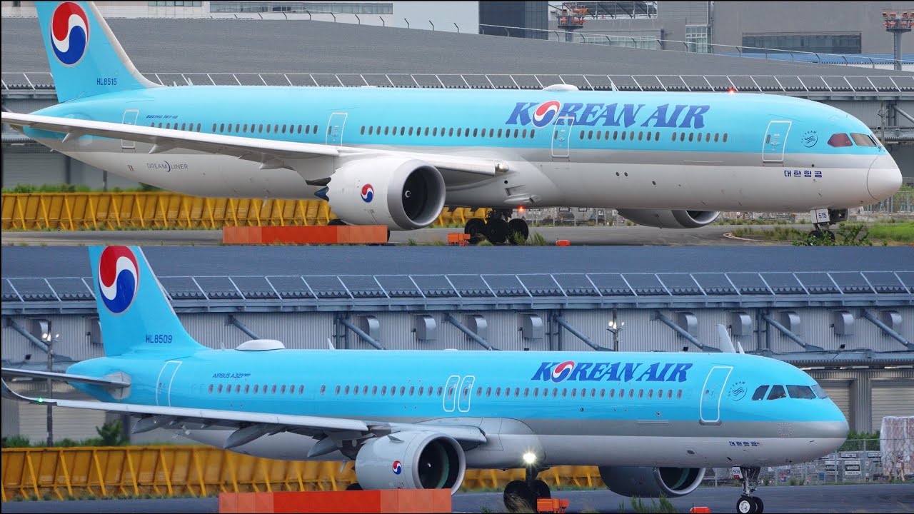 Korean Air Boeing 787-10 Airbus A321neo Takeoff from Narita 16R | HL8515 HL8509 | NRT/RJAA | 대한항공