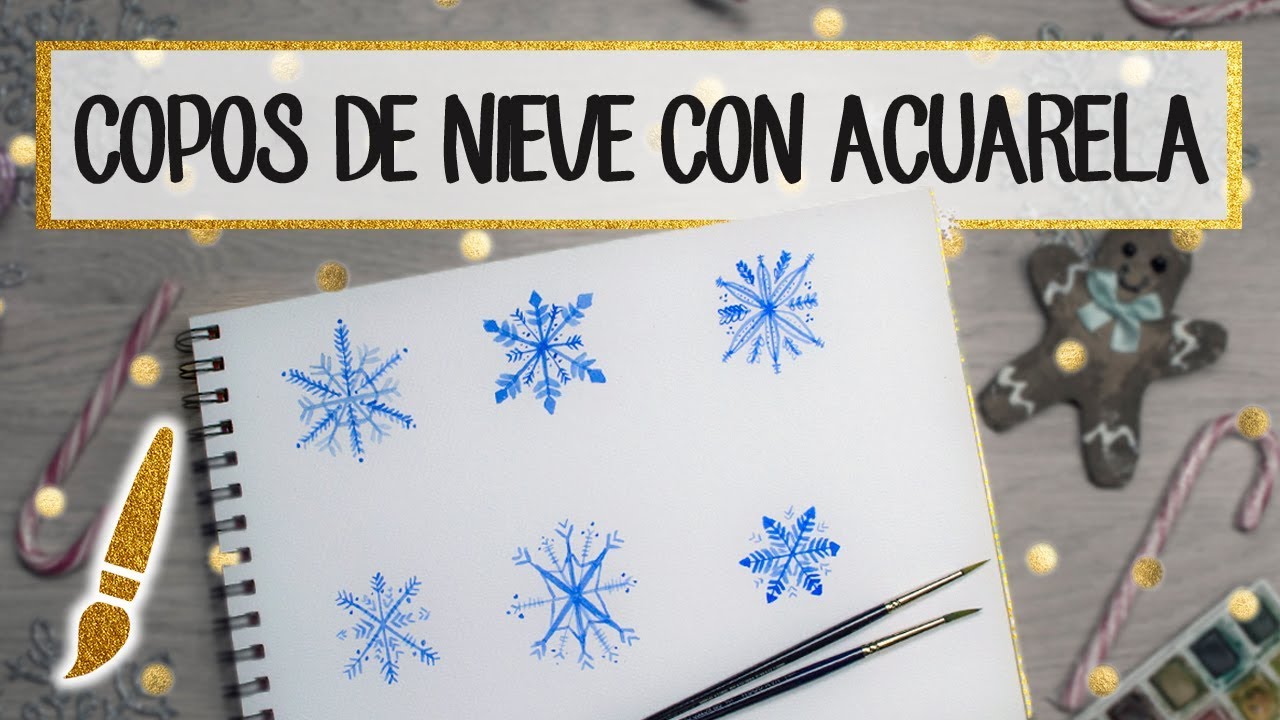 ACUARELAS NAVIDEÑAS - Aprende a dibujar copos de nieve sencillos - A dibujar #10