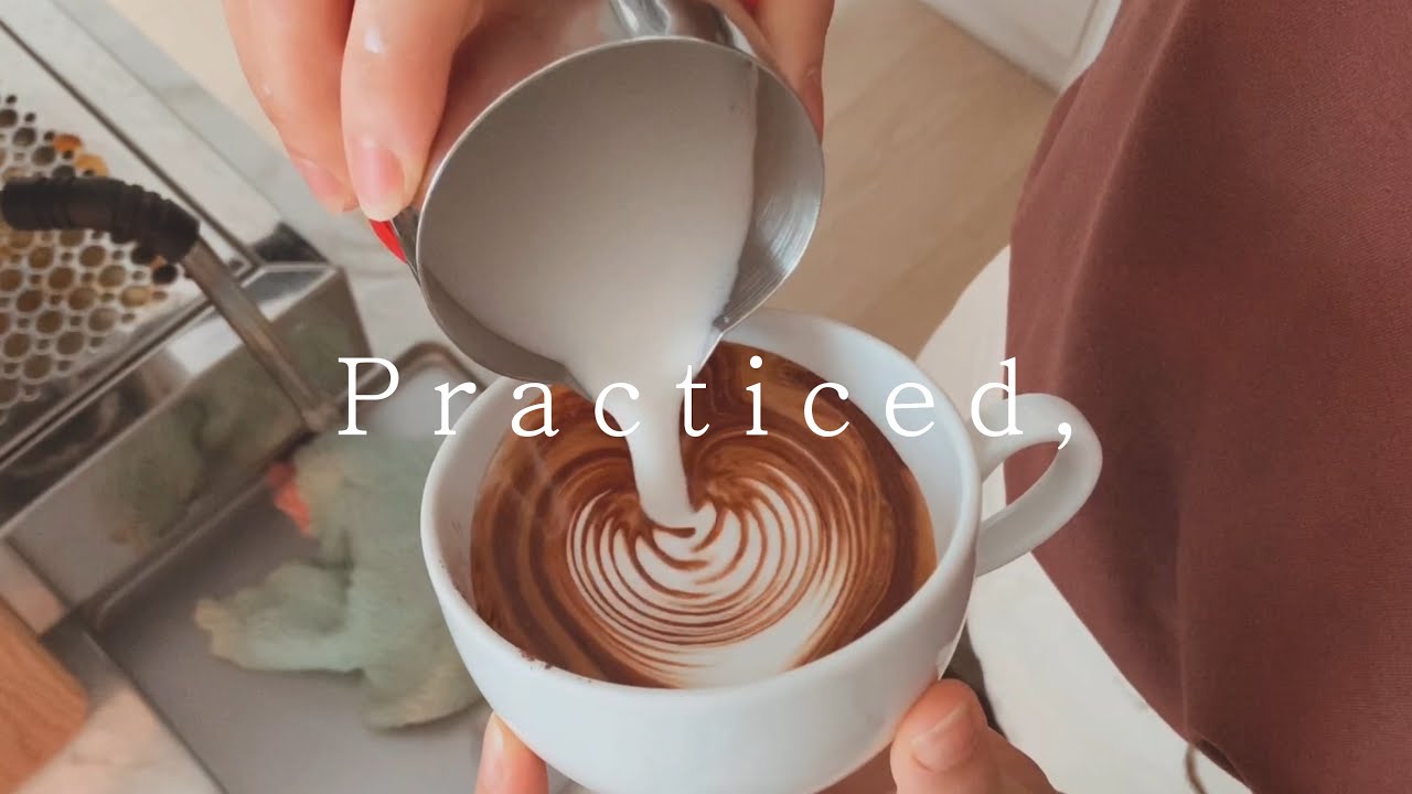 BARISTAJOY ☕️ Basic Latte art that I practiced for a week (Heart, Tulip, Rosetta, Swan, Rose,,)