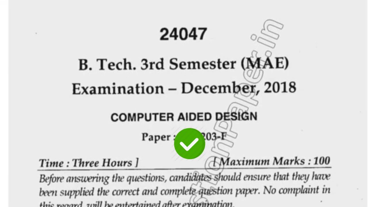 2018 Mdu BTech MAE 3rd Sem Computer Aided Design Question Paper