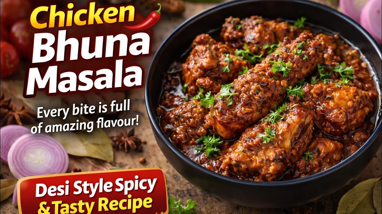Aaj banayein full desi style Chicken Bhuna Masala – simple aur super tasty!