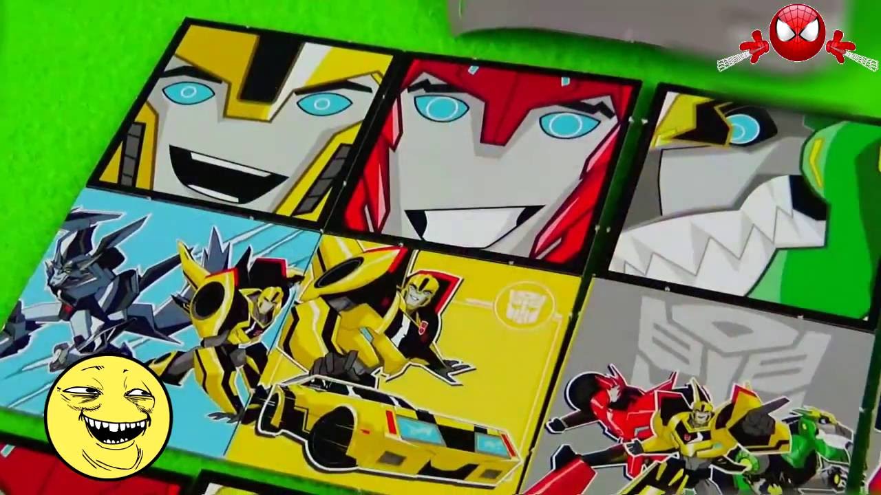 Transformer toy images. Bumblebee cards in surprise egg.