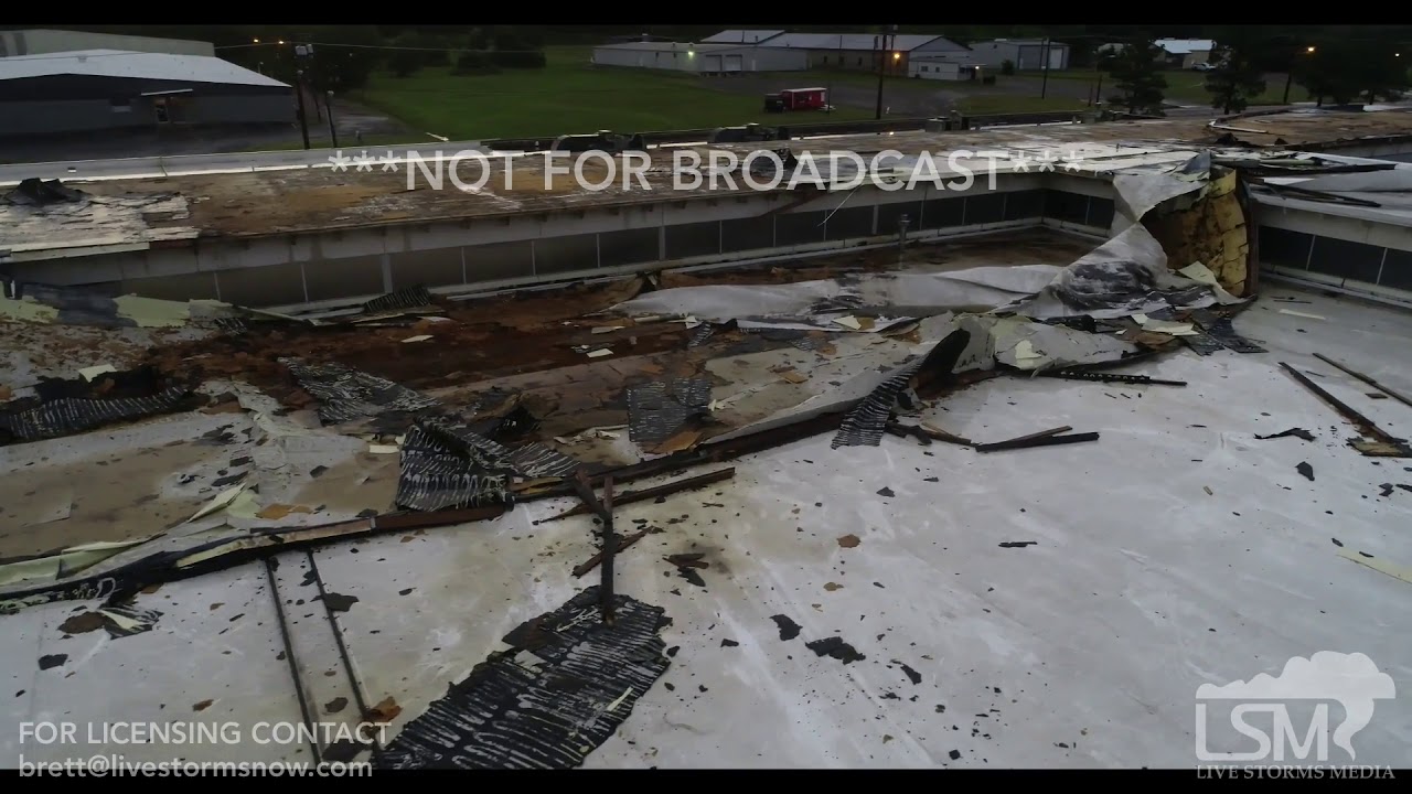 5 18 19 Fort Smith, AR Tornado Damage Aerials Roofs Removed Truck Crushed Lightning