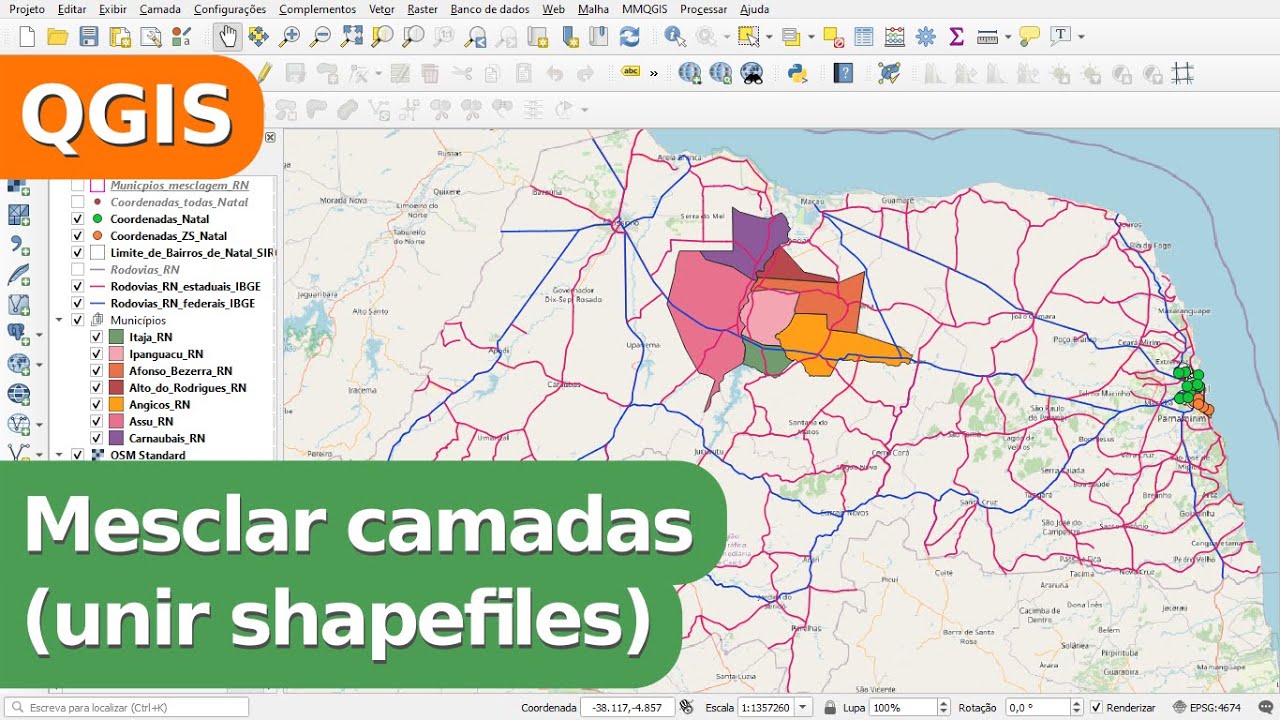Mesclar camadas (unir shapefiles) no QGIS