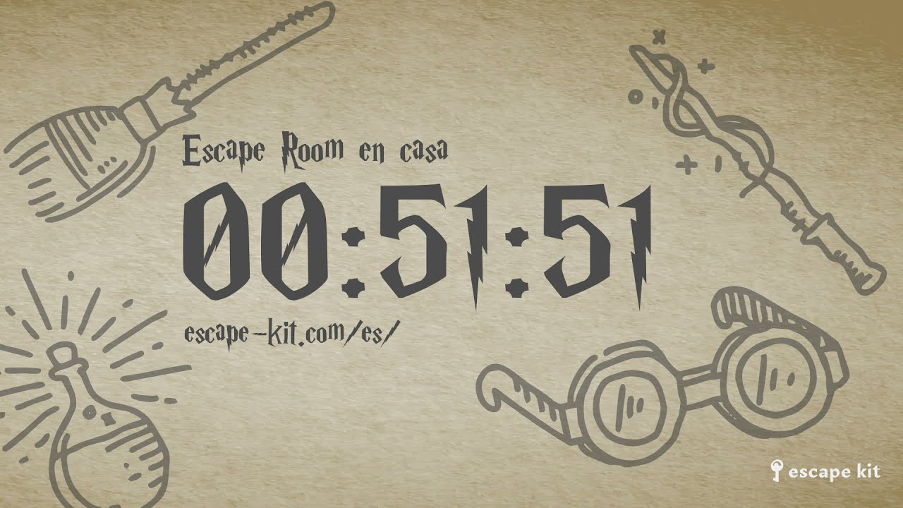 CUENTA ATRÁS 60 MINUTOS JUEGO DE ESCAPE ROOM - BÚSQUEDA DEL TESORO - HARRY POTTER ⚡ MÚSICA DE FONDO