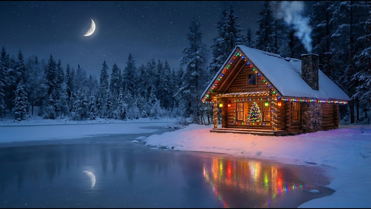 1 HOUR | COZY CABIN Ambience | Relaxing Christmas Instrumental Music for Focus & Calm