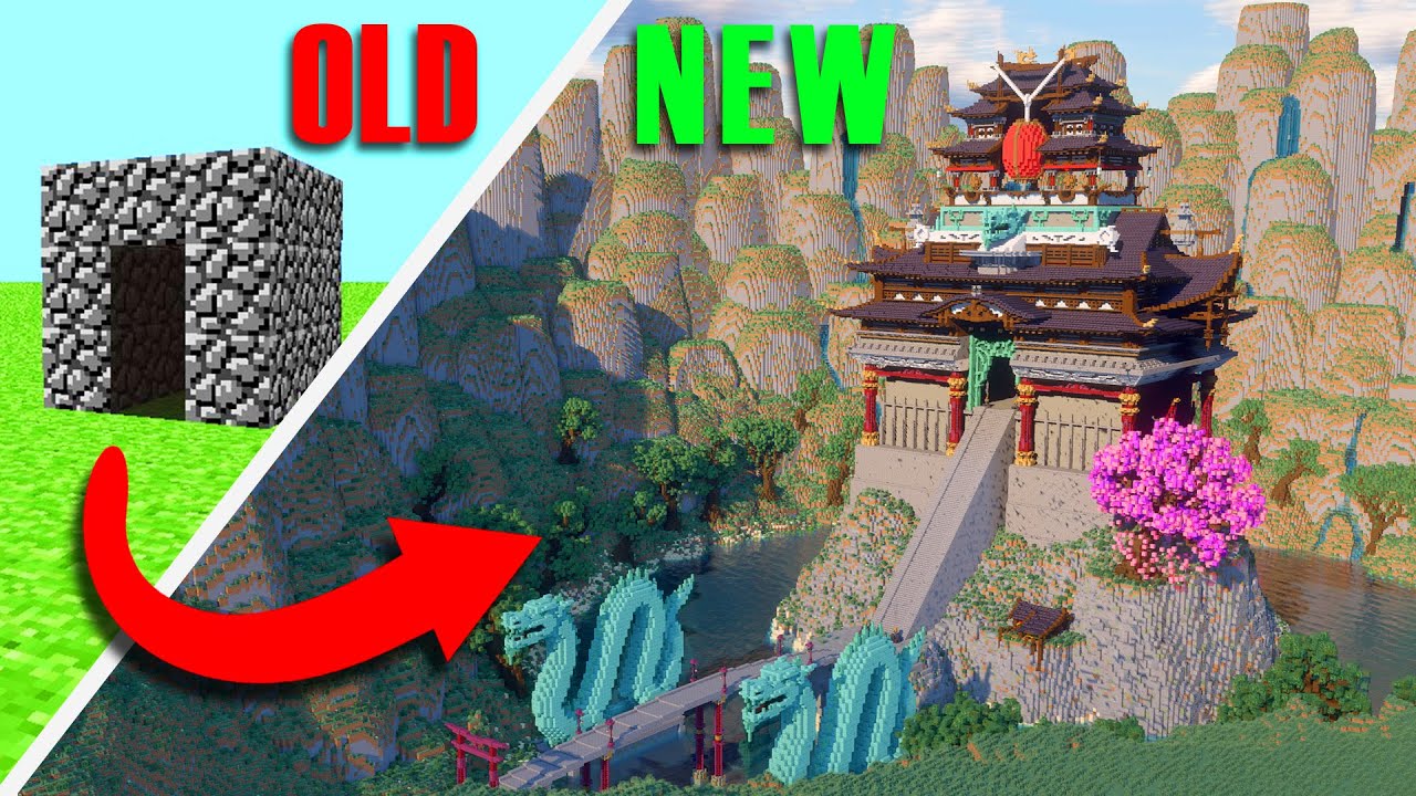 Upgrading A House Through EVERY Update In Minecraft Into An EPIC Japanese Castle!