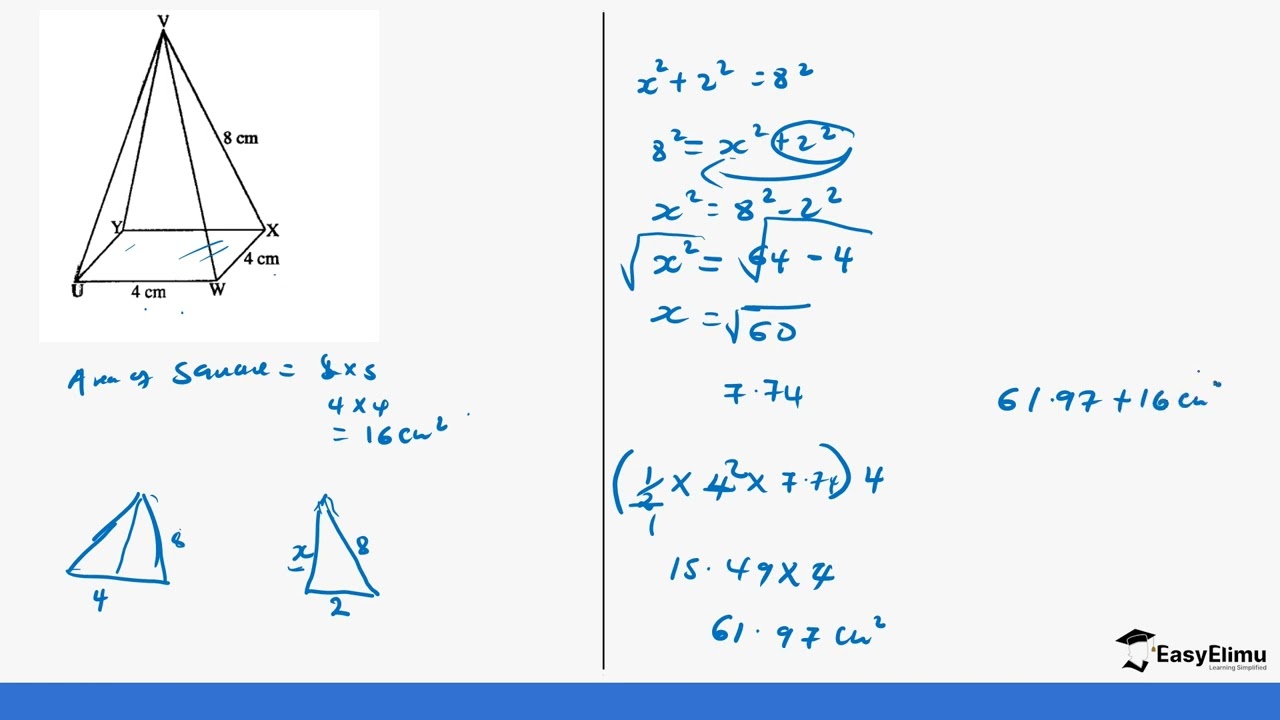 Calculating the Surface Area of a Pyramid - Form 2  Topic 12 Lesson 1 out of 7