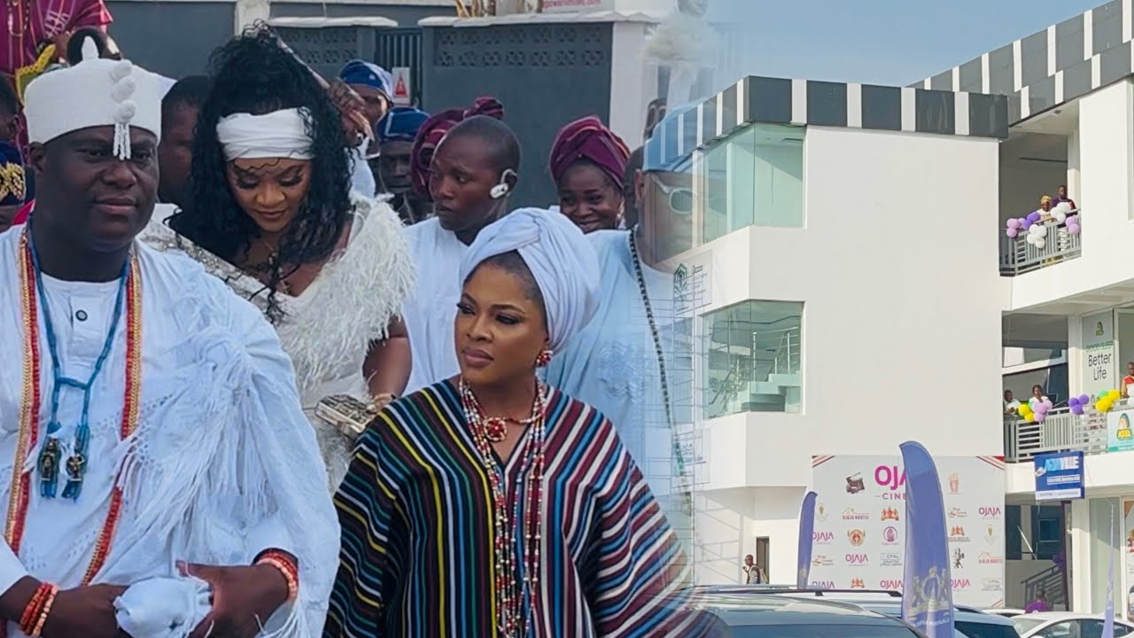 ARRIVAL OF OONI OF IFE AND ALL IS WIFE AT THEIR NEW MANSION OJAJA CINEMA/SPAR