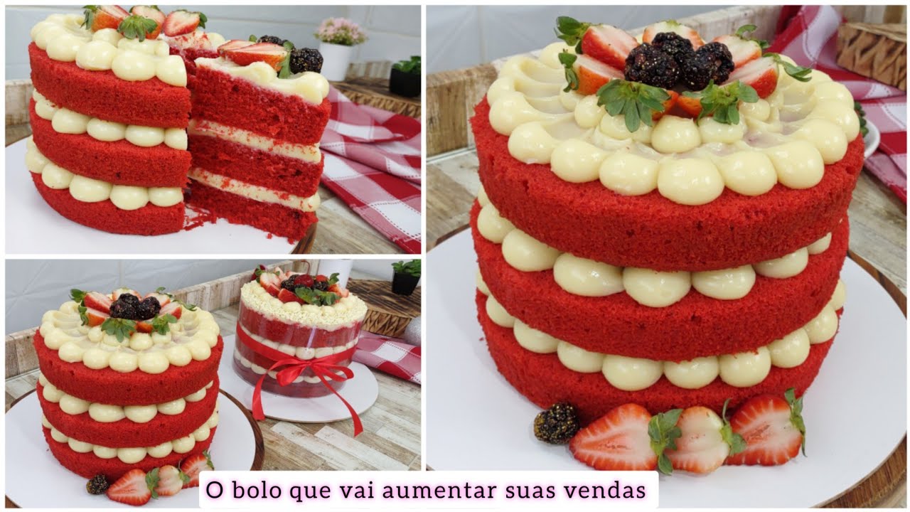 O BOLO MAIS VENDIDO NO FIM DO ANO / BOLO RED VELVET COM BRIGADEIRO BRANCO / duas opções de vendas