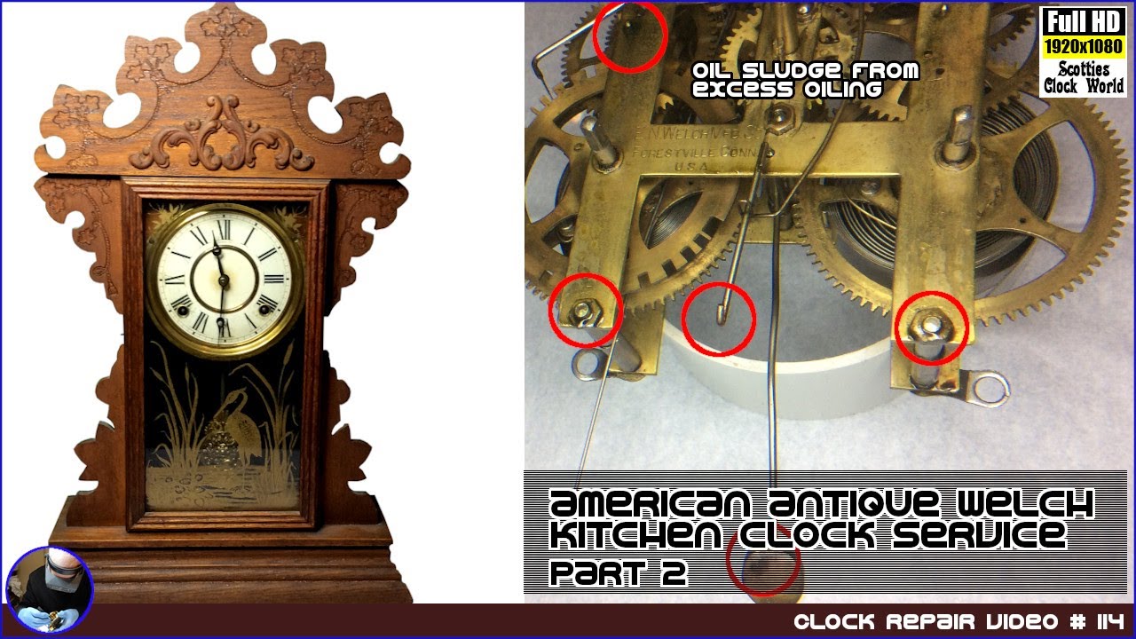American antique Welch kitchen clock service - Part 2 #americanclockrepairs #ScottiesClockWorld