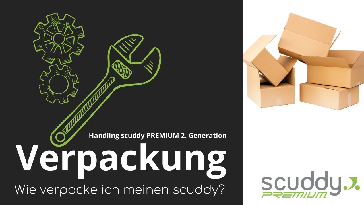 Verpacken des scuddy PREMIUM der 2. Generation im Servicekarton