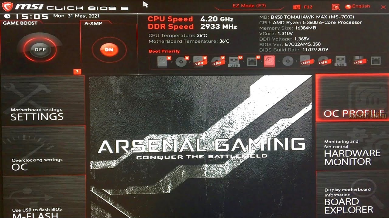 How To Overclock Ryzen 5 3600 with MSI B450 Tomahawk Max (2021 Bios Method)