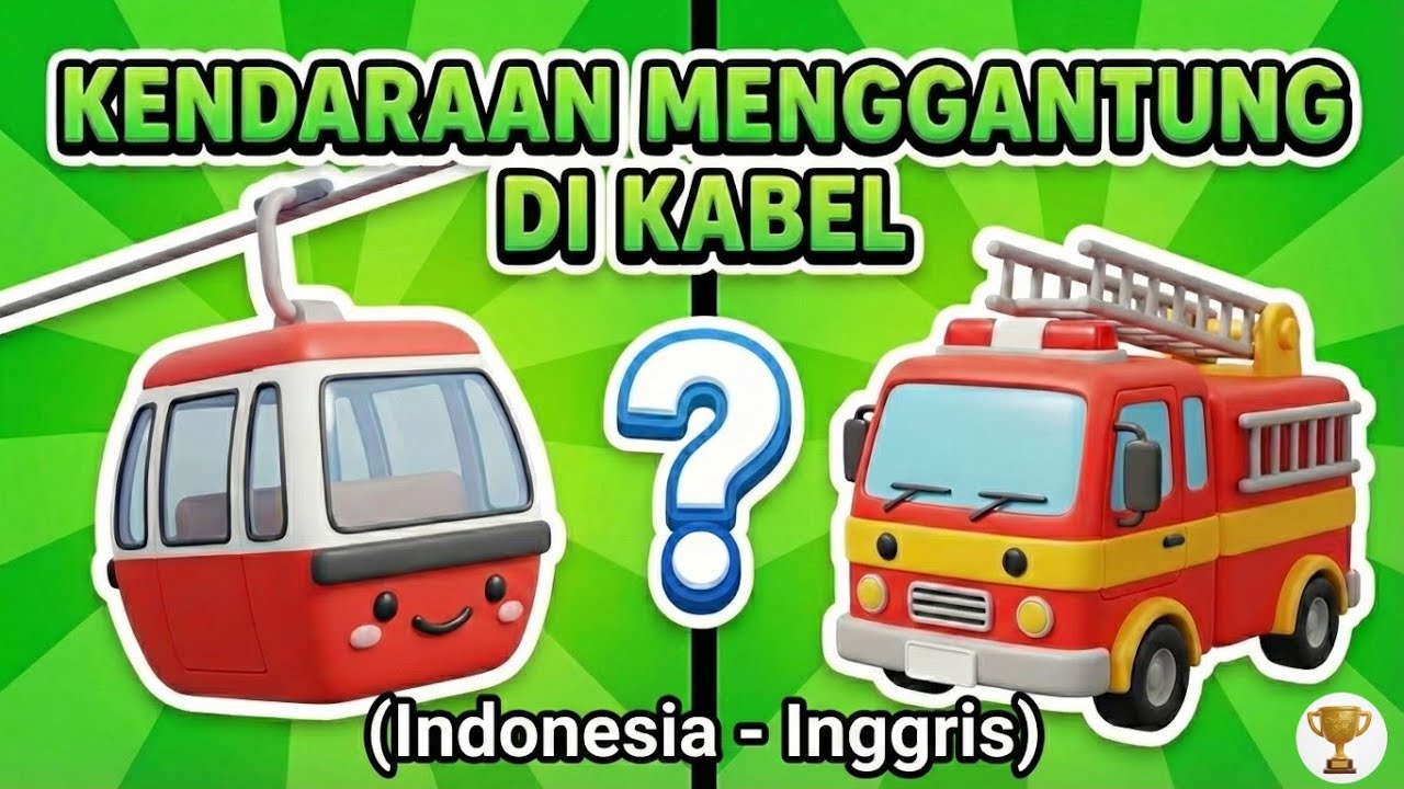 Belum Tahu Kendaraan Yang Menggantung di Kabel? 🚗✈️ Kuis Nama Kendaraan (Indonesia - Inggris)