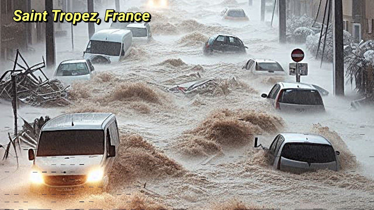 Bad weather in the south of France, flooding in Saint Tropez, the city is flooded!