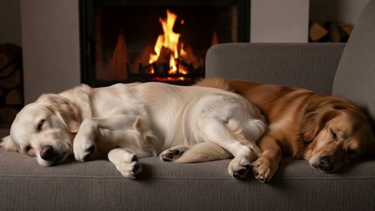 불멍 + 강아지 힐링 💤 최고의 겨울밤 수면 앰비언스 Instantly Calm Your Mind | Warm Fire & Peaceful Sleeping Dogs
