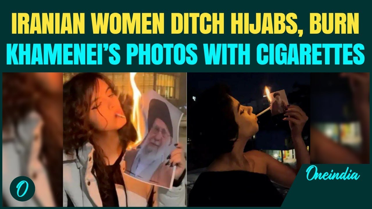 Iran BREAKING: Iranian Women, WITHOUT HIJAB, Burn Khamenei&rsquo;s Photos With Cigarettes | Iran Protests
