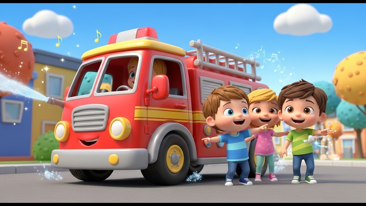 Wheels on the Fire Truck | Action Kids Song | Fun Emergency Vehicle Nursery Rhyme