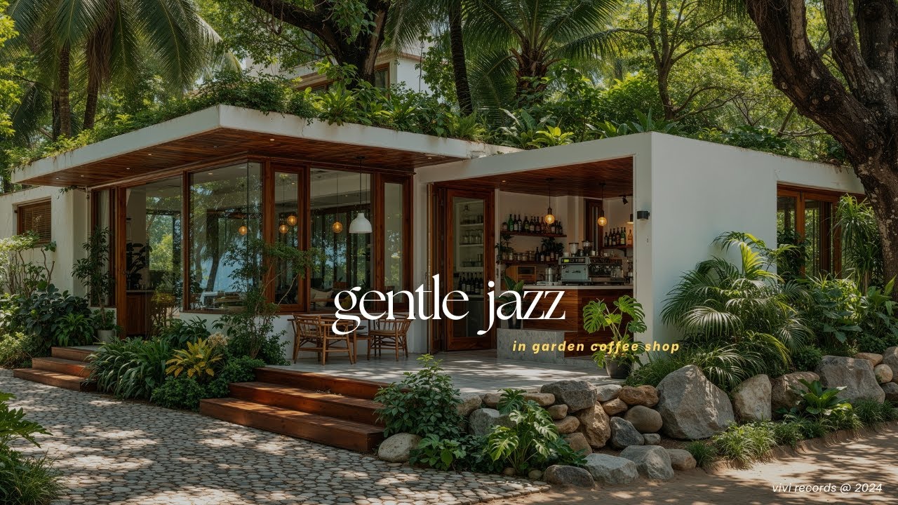 Gentle Jazz Music in A Forest Coffee Shop | Kickstart Your Day With Uplifting Jazz Piano Melodies