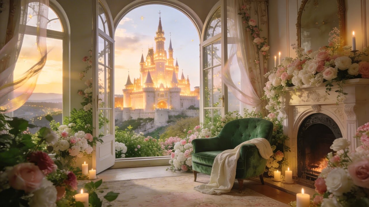 Emerald Castle Fireplace Ambience ✨ Cozy Fairytale Room for Study, Relax & Sleep