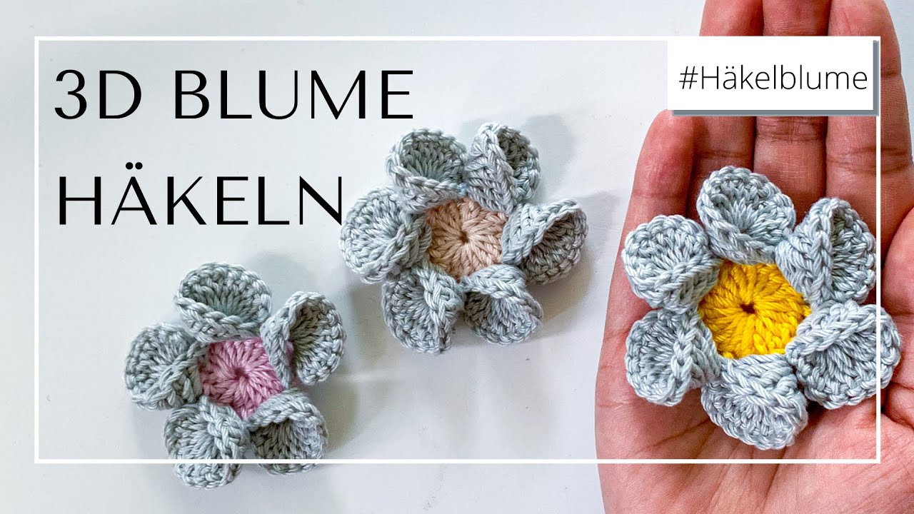 EINFACHE Blume häkeln in 3D Optik | für Anfänger | Blume selber basteln | SCHRITT für SCHRITT