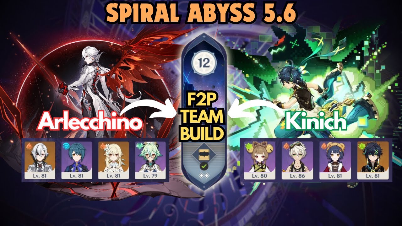 C0 Arlecchino and C0 Kinich F2P Team + Cheap Build | Spiral Abyss 5.6 Floor 12 | Genshin Impact