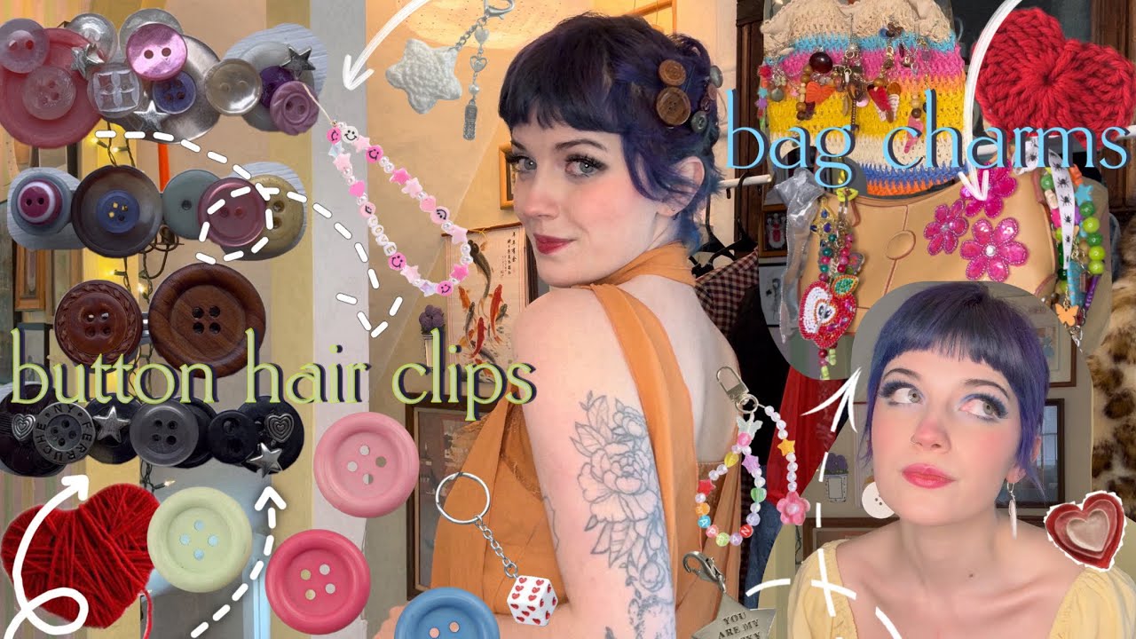 Cute + Easy Whimsical DIY projects 🌈✨ Buttons, Bag Charms + more!! | creative, twee, alt style inspo