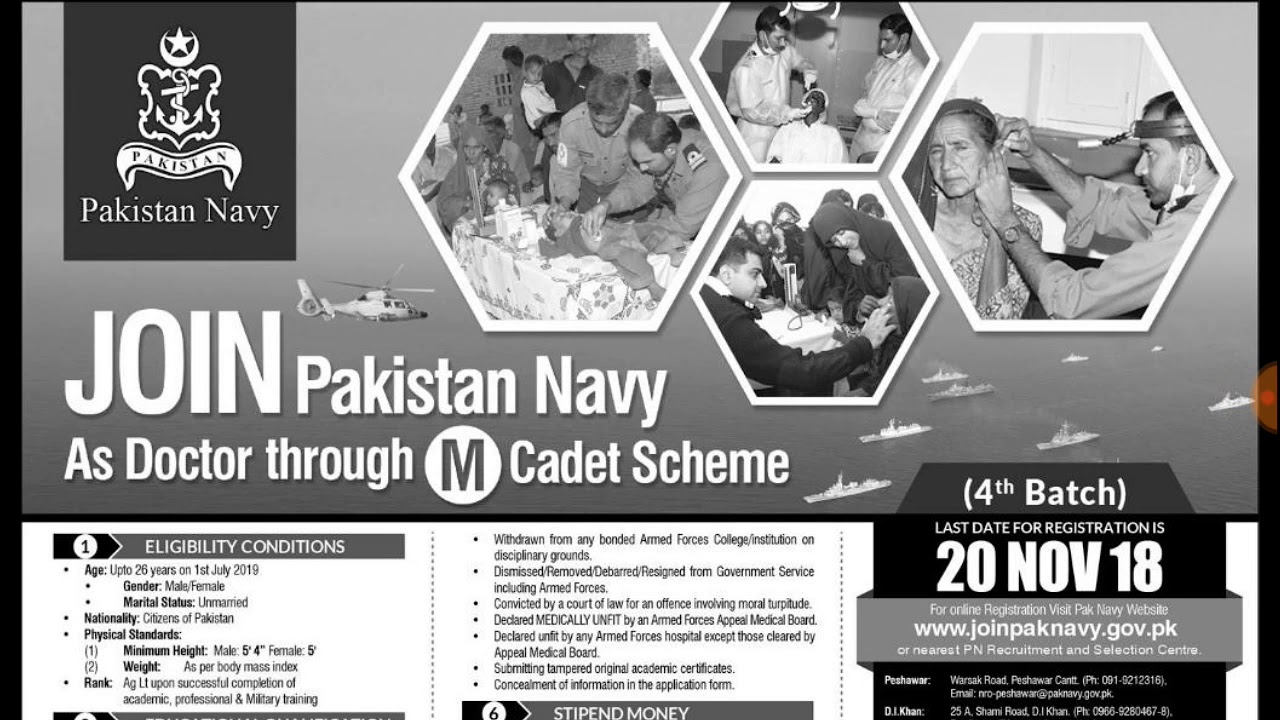 Join Pakistan navy as Doctor (male and female)