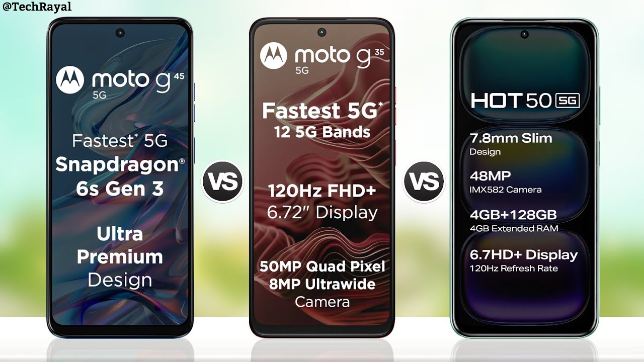Moto G45 5g vs Moto G35 5g vs Infinix Hot 50 5g  || Full Comparison