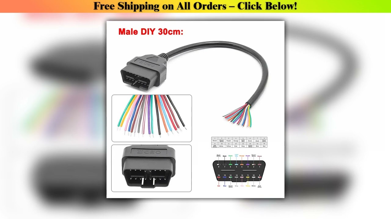 10/30cm 16pin Female to Male DIY OBD 2 OBD2 Auto Extension Cable Automotive Car Diagnostic auto