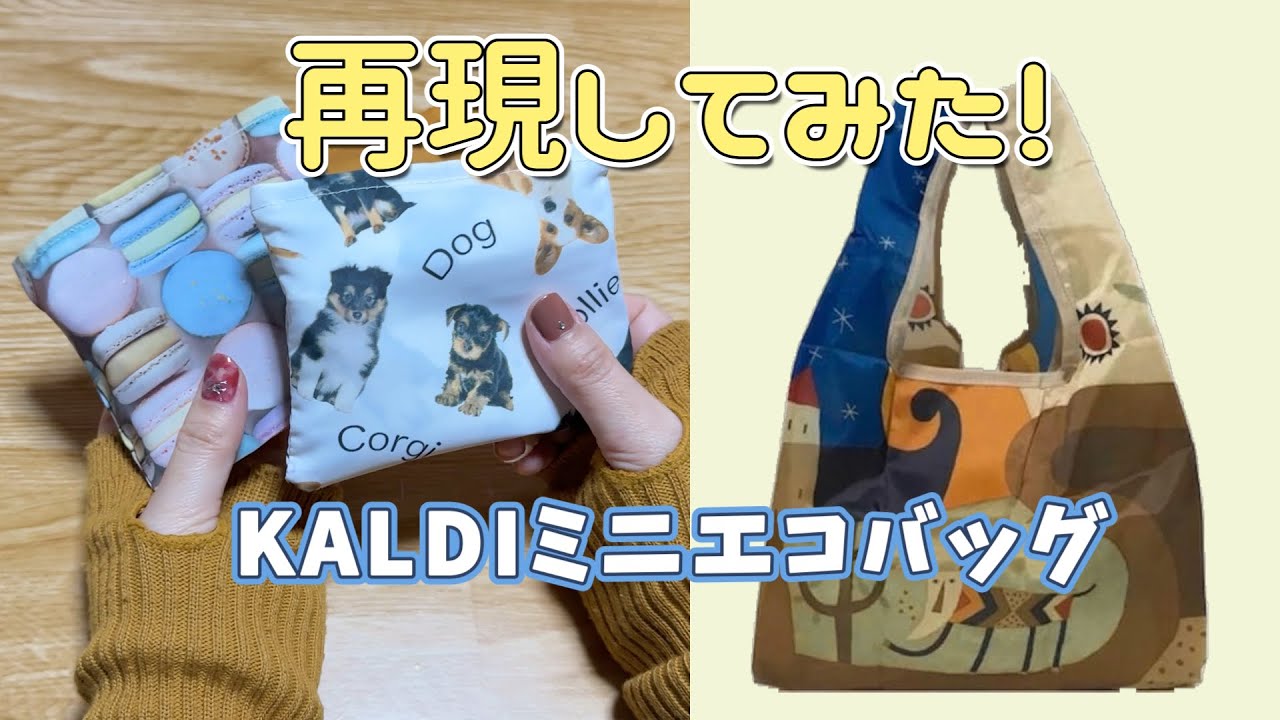【型紙不要】DIY☆DAISO商品３点で作るカルディのミニエコバッグ／MiniEcoBag