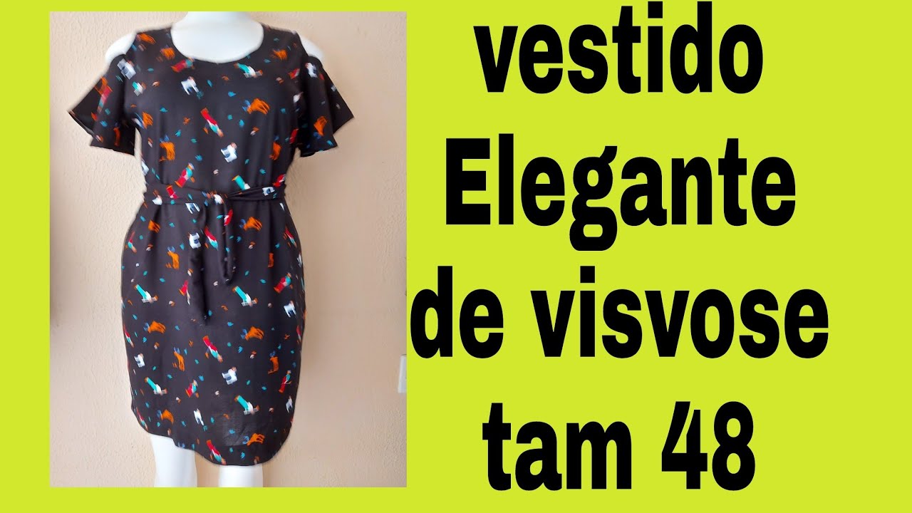 Vestido  Elegante  De Viscose Tam (48) Com Truques De acabamentos!