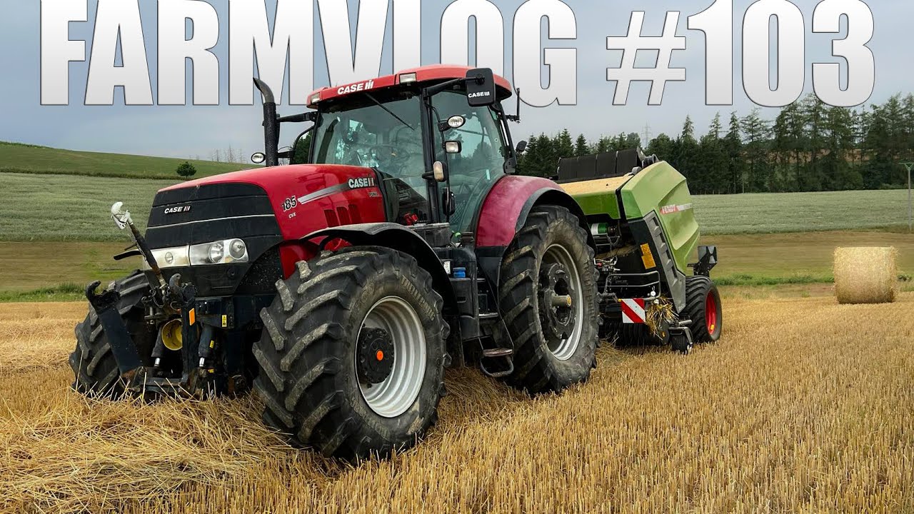 FARMVLOG #103 - Lisování pšeničné slámy do kulatých balíků s Case IH Puma 185 + Fendt Rotana 160V