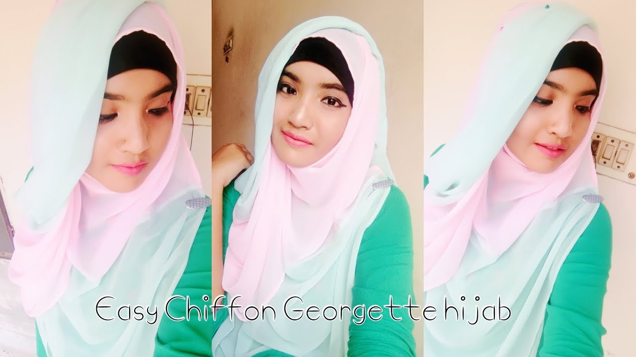 Easy Chiffon Georgette hijab Chiffon Jorjet Hijab tutorial Full coverage Chiffon hijab scarf