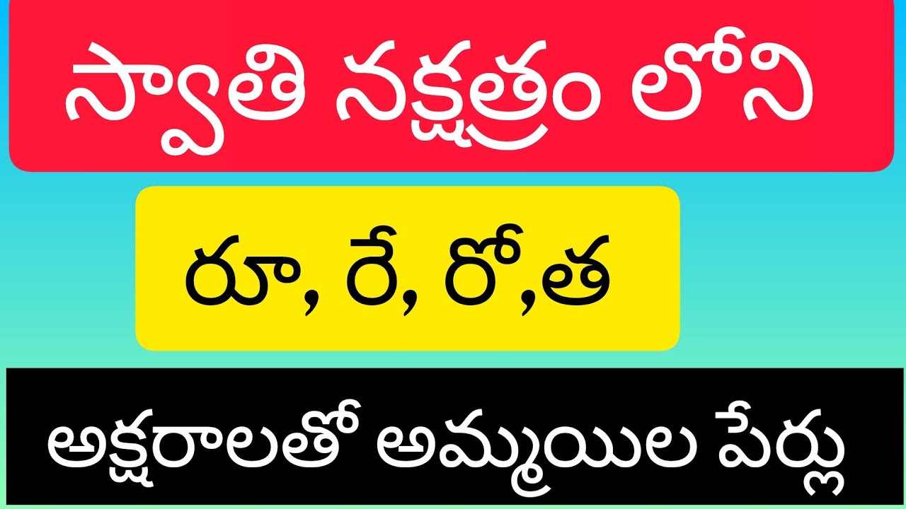 స్వాతి నక్షత్రం లోని అక్షరాలతో అమ్మయిల పేర్లు||swathi nakshtra names||ru,re,ro,tha letter names||nam