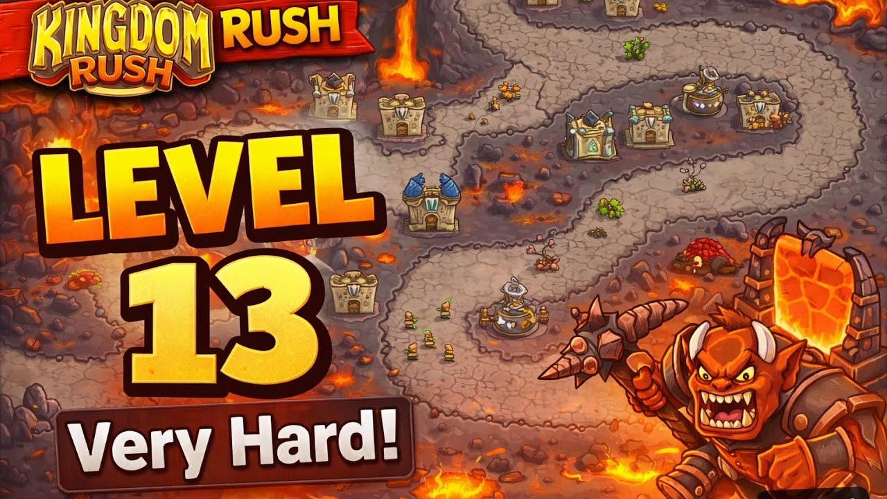 Kingdom Rush level 13 Very Hard mode - pit of fire | kingdom rush levels walkthrough