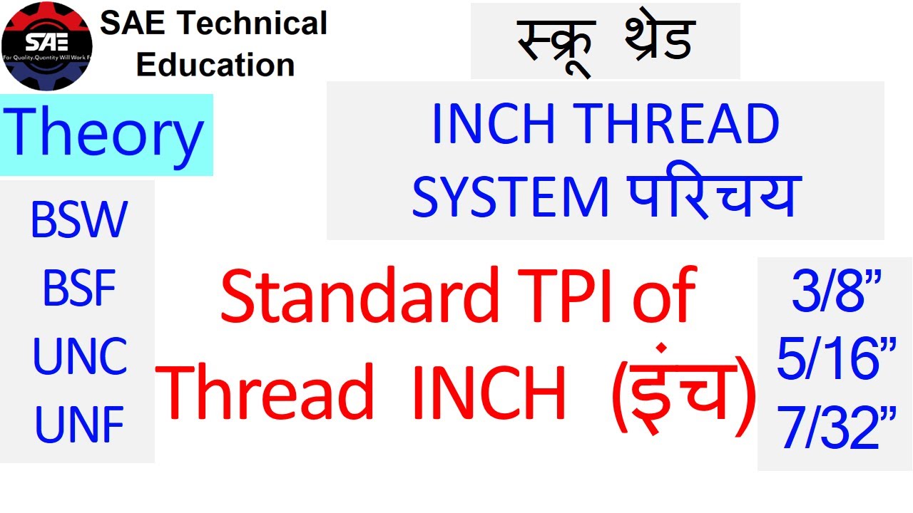 Standard pitch of Inch thread | इंच थ्रेड सम्पूर्ण जानकारी  Inch Thread Introduction |British thread