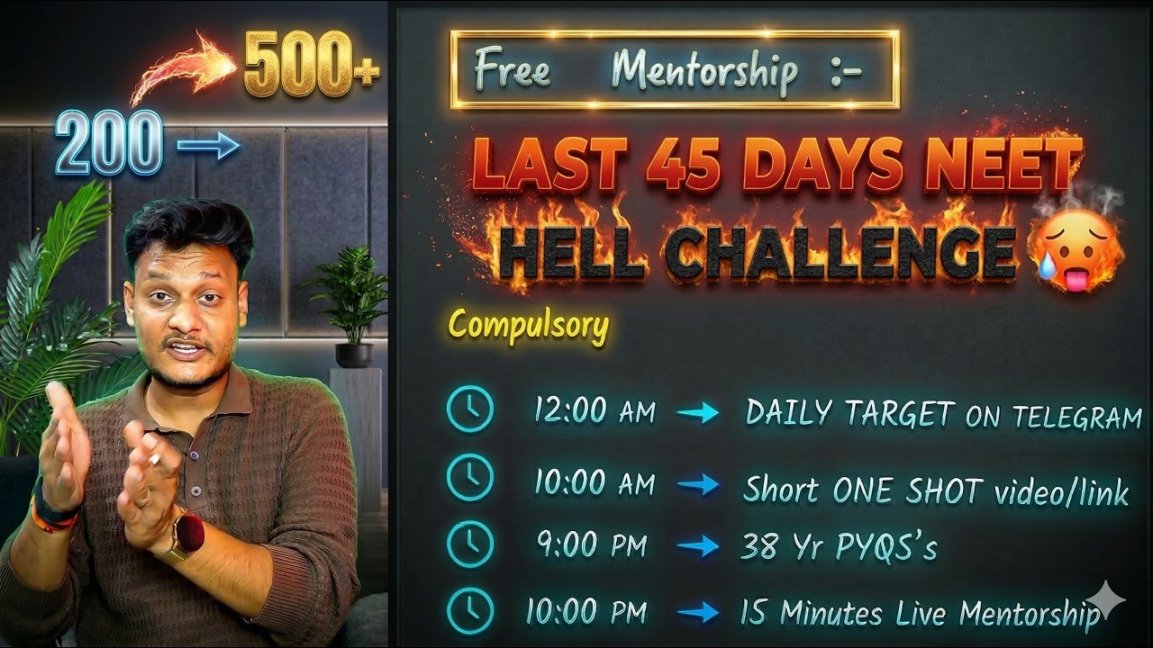 NEET 2026 : ZERO to 500 Marks *GAURANTEED* Plan | 45 Days HELL Challenge