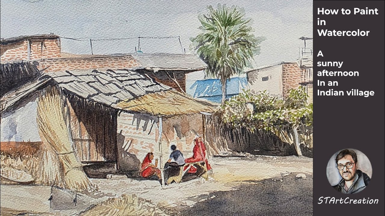 Watercolor Landscape Demo | A Sunny Afternoon in an Indian Village
