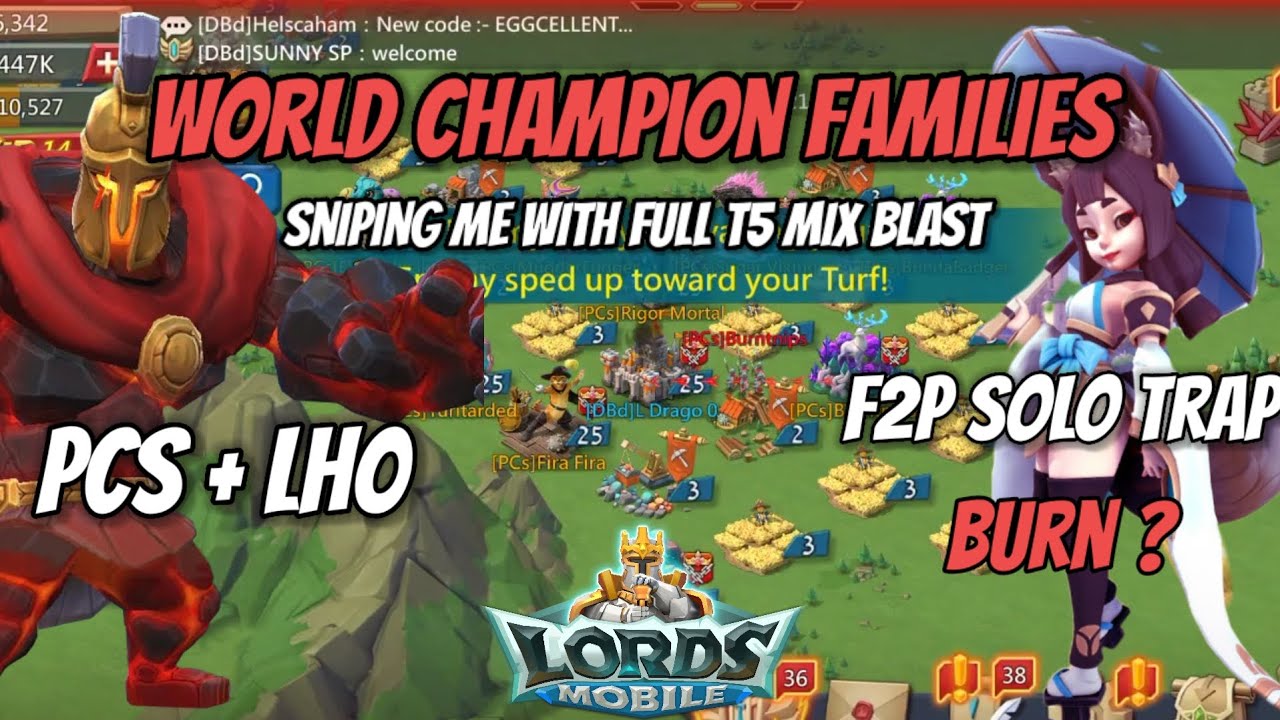 Lords Mobile - PCs and LH0 coming for my F2P Solo Trap - Sniping me with full T5 mix Blast Incoming🥵