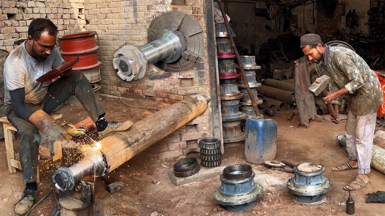 Turning Old Heavy Iron Into Tractor Trolley Axles|| Tractor Trolley Axles & Hubs Complete Making