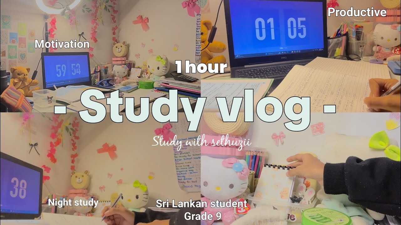 1 hour STUDY VLOG 𐙚 || ( සිංහල ) Productive📝✨, Night study 🌛, 60 minutes 🌧 , Motivation