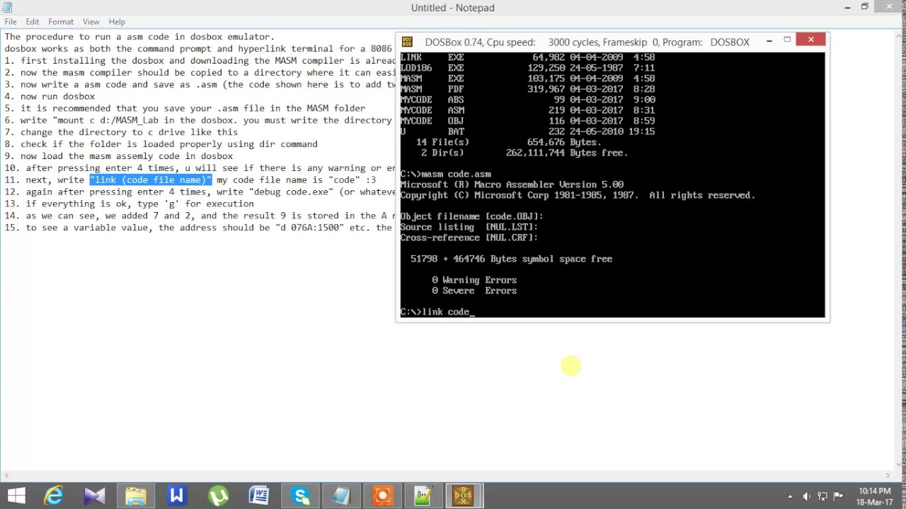 Running asm file in dosbox