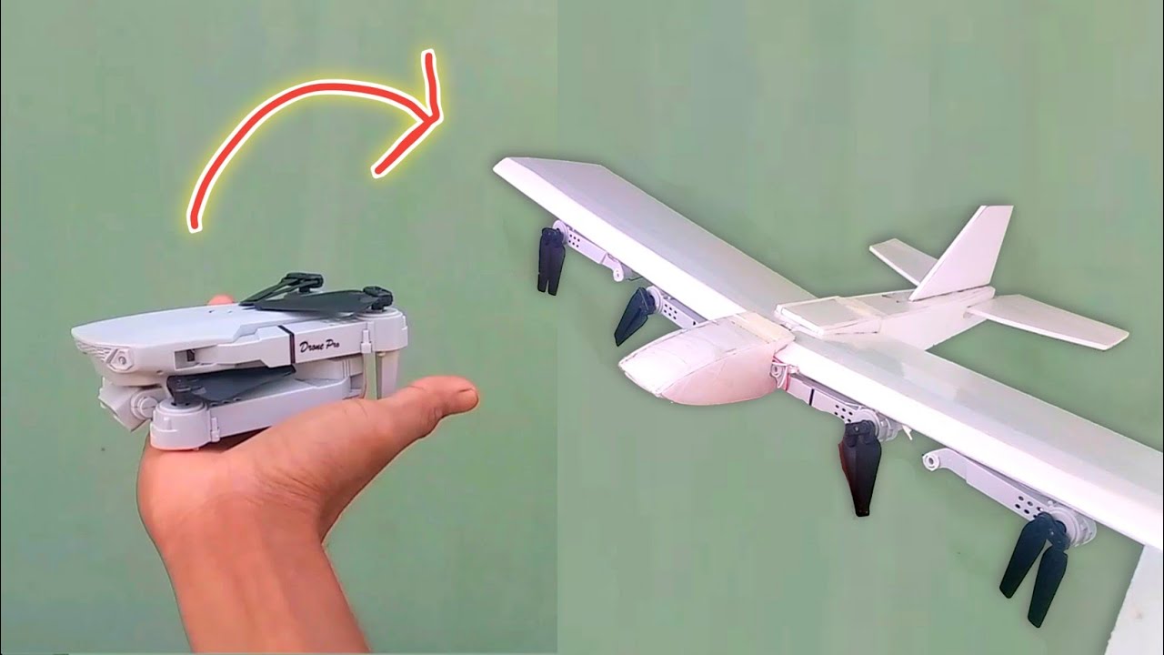 How to convert RC drone e88 pro camera to rc foam plane homemade - membuat drone jadi pesawat rc