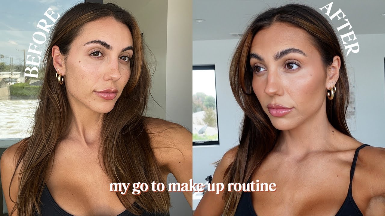 MUST HAVE non pore clogging makeup products / bronzy glowy everyday makeup routine / tanning routine